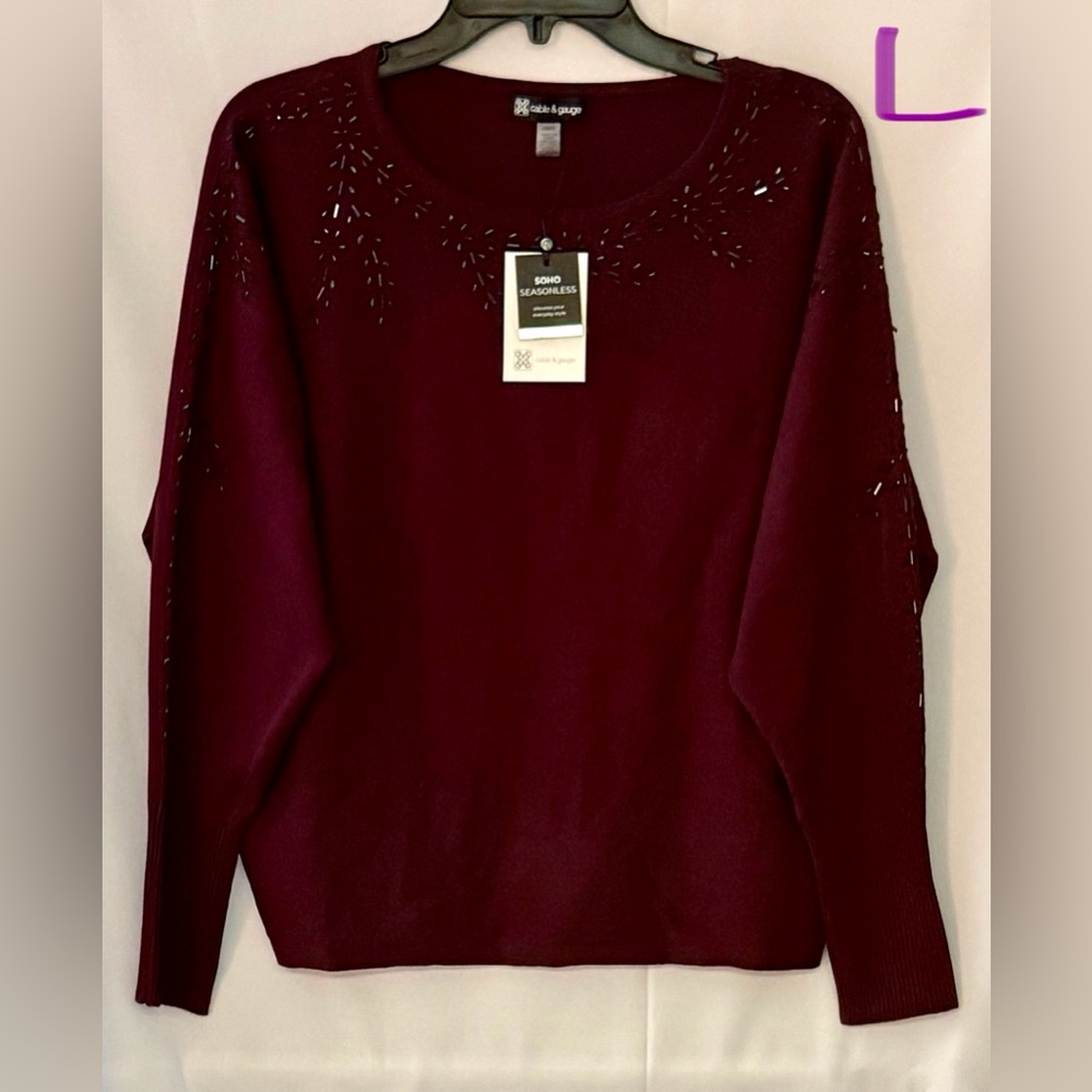 Cable & Gauge Burgundy Sweater